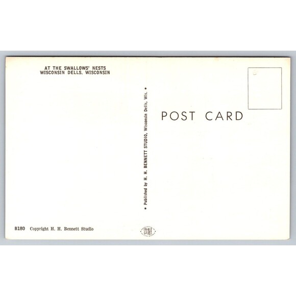 Postcard Wisconsin Dells at the Swallow's Nests Native American Canoe c1960s WI - Picture 2 of 2